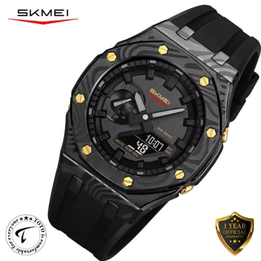 SKMEI 2471 Dual Display Luxury Sports Wrist Watch for Men – 50M Waterproof Silicone Strap Watch