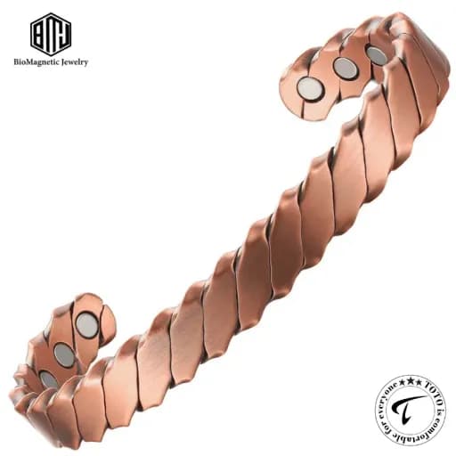 BioMagnetic CBG120 99.9% Pure Copper Magnetic Cuff Bangle Bracelet – Adjustable Unisex Design with Neodymium Magnets