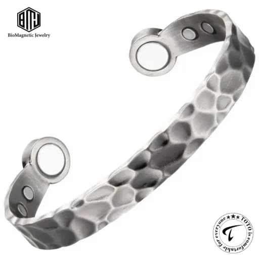 BioMagnetic CBG247AS 99.9% Pure Copper Magnetic Cuff Bangle Bracelet for Men – Adjustable Anti Silver Design