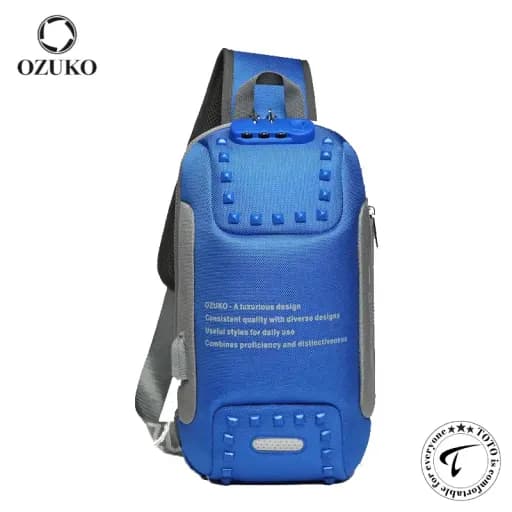 OZUKO 9283 USB Charging Anti-Theft Multifunctional Crossbody Chest Bag for Men & Women