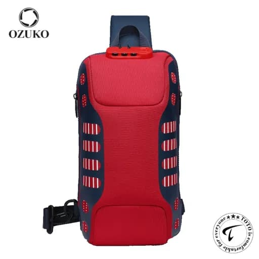 OZUKO 9339 USB Charging Anti-Theft Multifunctional Crossbody Chest Bag for Men & Women