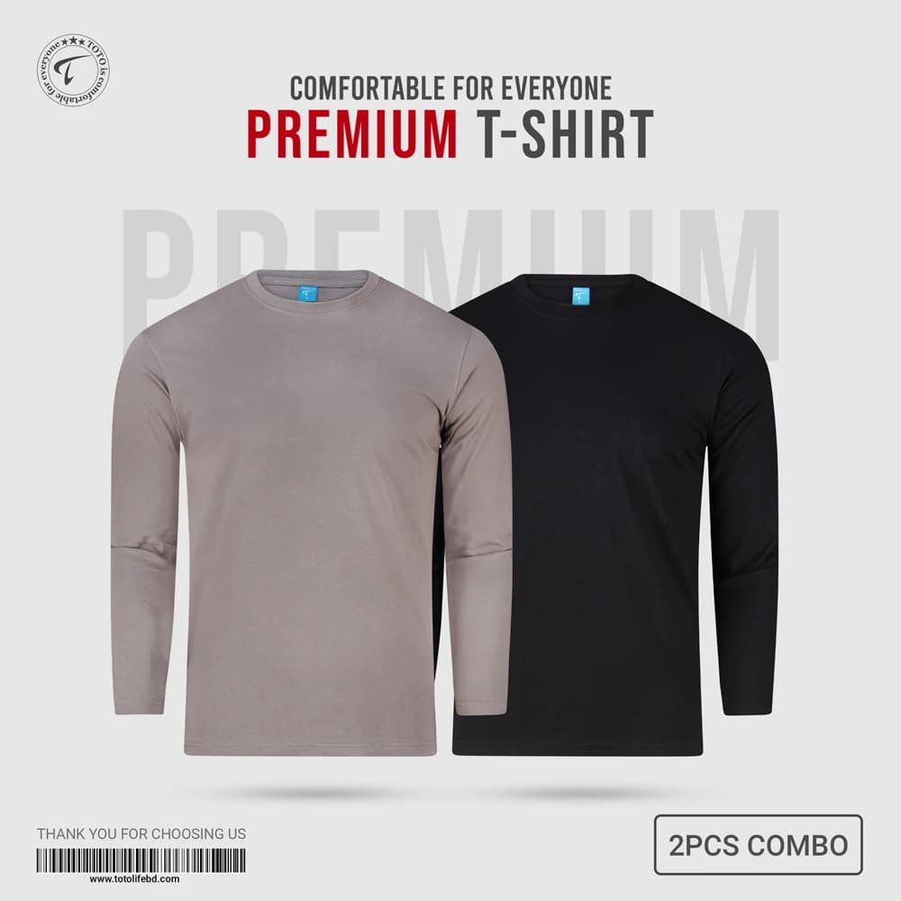 Premium Long Sleeve Tees 2Pcs Combo - Storm-Front & Black Beauty