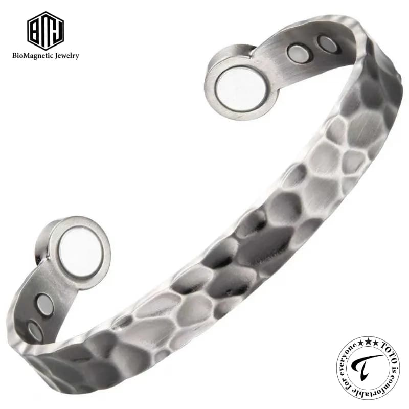 BioMagnetic CBG247AS 99.9% Pure Copper Magnetic Cuff Bangle Bracelet for Men β Adjustable Anti Silver Design