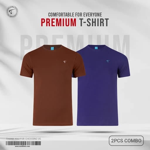 Premium Short Sleeve Tees 2Pcs Combo - Potting Soil & Blue Depths