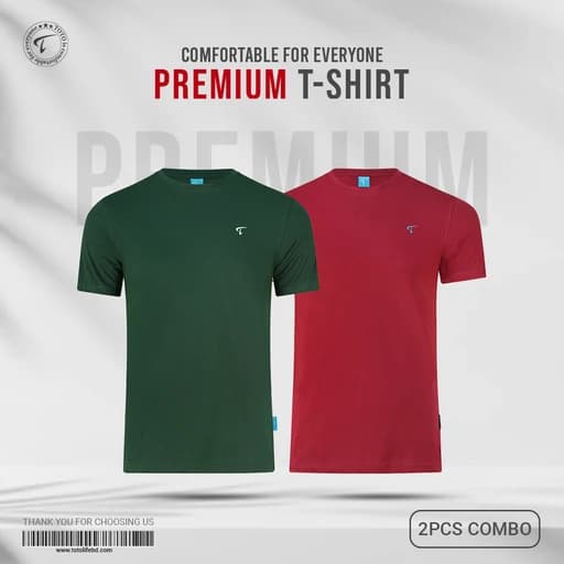 Premium Short Sleeve Tees 2Pcs Combo - Pine Grove & Sun-Dried Tomato